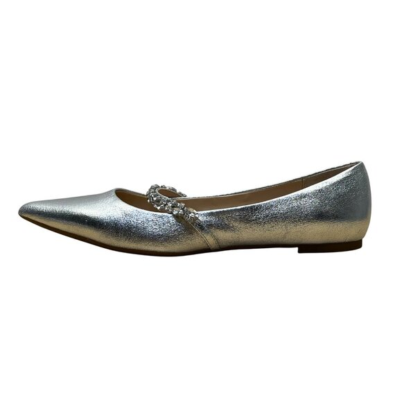 Jewel By Badgley Mischka Women’s Silver Rhinestone Pointed Toe Flats Size 9.5 - Picture 4 of 8